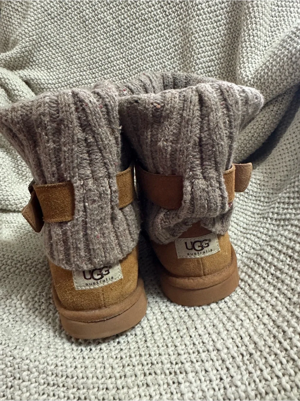 UGG‎ Chestnut Suede Knit-Cuff Winter Boots